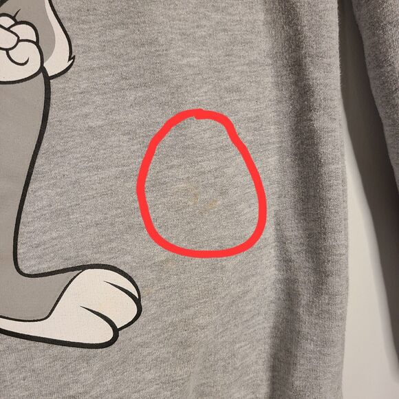 Looney Tunes Graphic Sweatshirt Juniors Large 11-13 Gray Crewneck Casual FLAWS - Picture 10 of 10